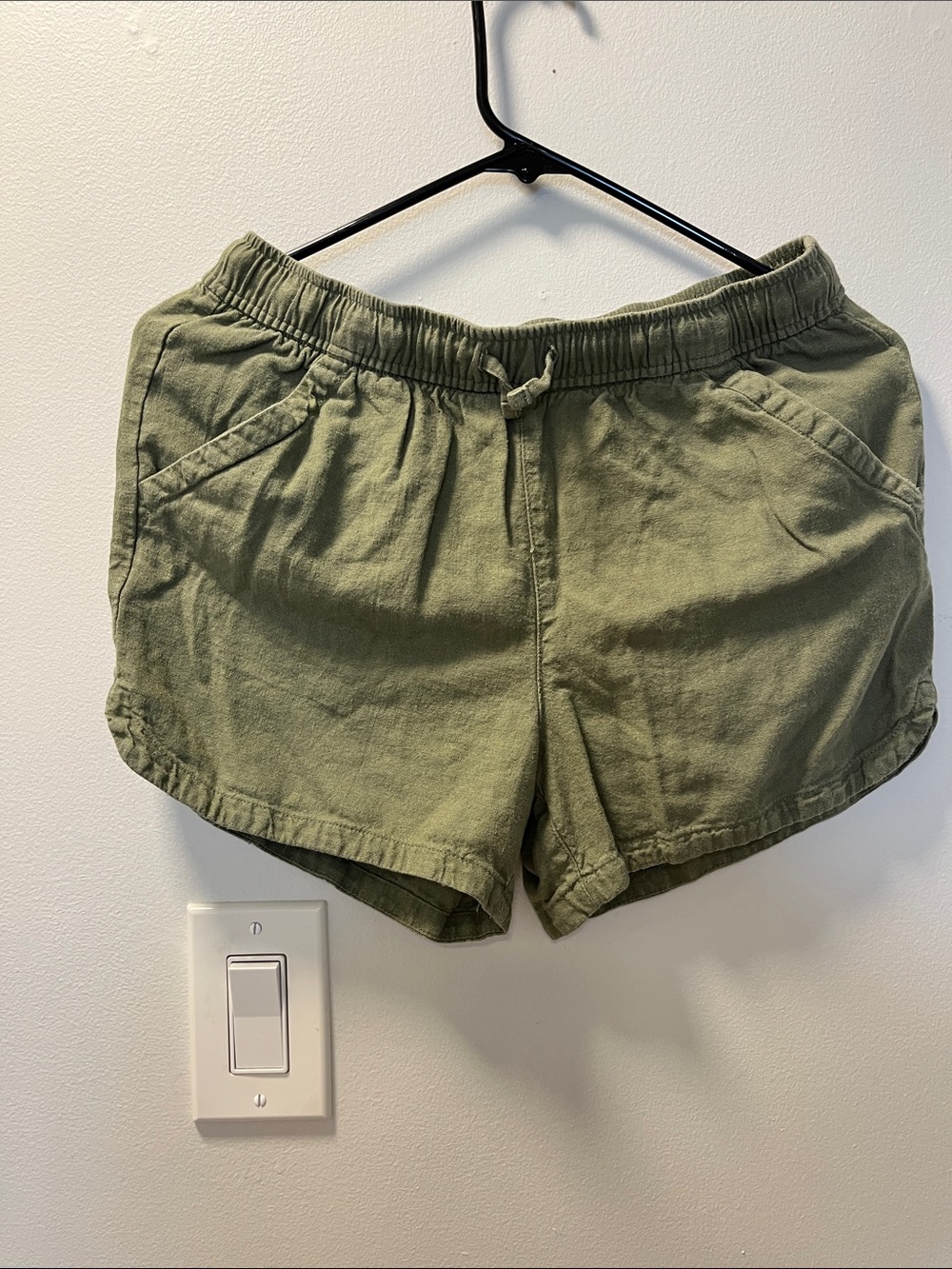 Kids Olive Green Drawstring Casual Shorts